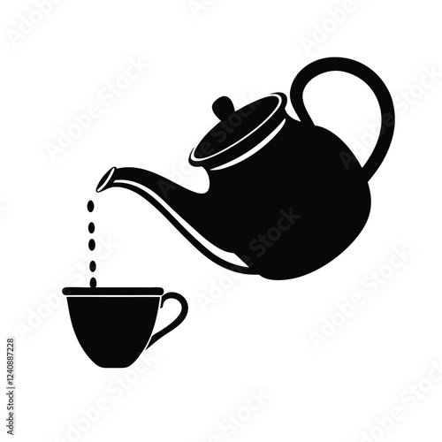 silhouette of a  teapot and cup vector illustration
