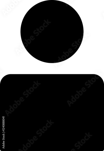 Minimalist black and white icon depicting a person.  Perfect for website design, app interfaces, presentations, or infographics needing a simple, modern human figure representation.