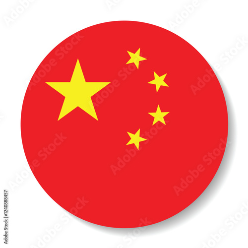 Free Download The national flag of China. Flag icon. Standard color. Round flag. Computer illustration. Digital illustration. Vector illustration. - GFXLoad