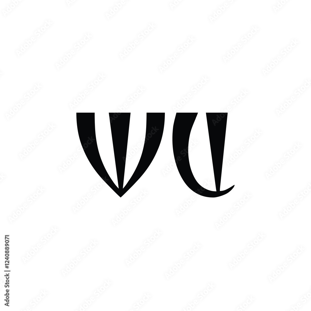 Obraz premium WU monogram logo design letter text name symbol monochrome logotype alphabet character simple logo