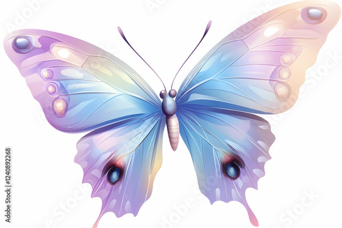 eautiful purple and blue butterfly isolated on a white background, with no shadow under the wings, a flying butterfly, a pink butterfly, a butte.