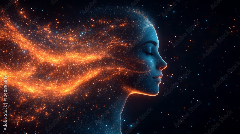 Cosmic Woman: A Celestial Being Composed Of Stardust And Nebulae. Cosmic Woman: A Celestial Being Composed Of Stardust And Nebulae.