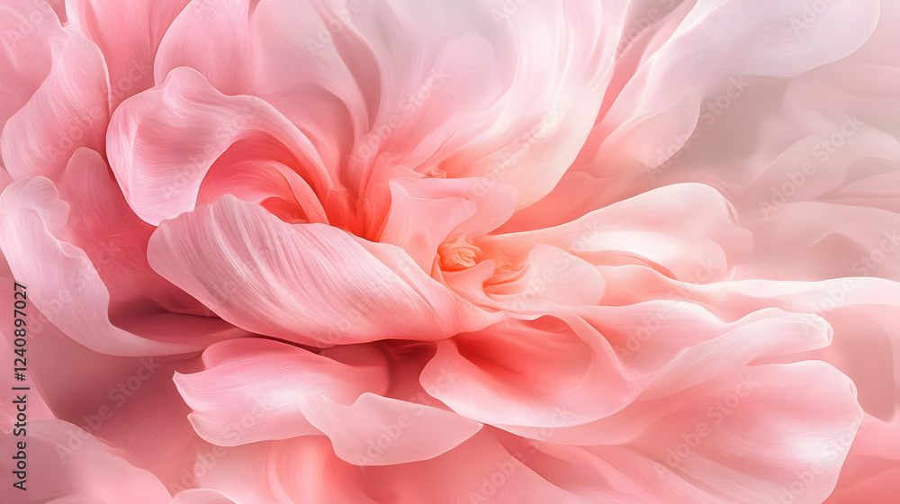 Fototapeta premium A pastel pink floral pattern with soft petals and smooth transitions between shades.