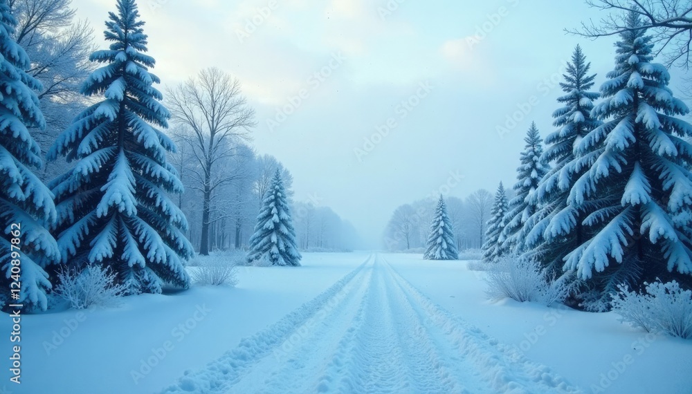 Clear spot on frosted window reveals icy blue winter landscape with foggy atmosphere, frosty glass, frozen world Clear spot on frosted window reveals icy blue winter landscape with foggy atmosphere, frosty glass, frozen world