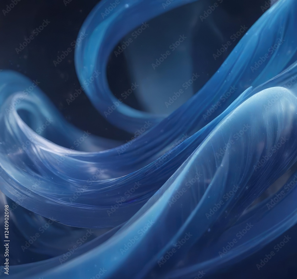 Fototapeta premium swirling blue curves in a dreamy abstract background, wavy, fluid, surreal