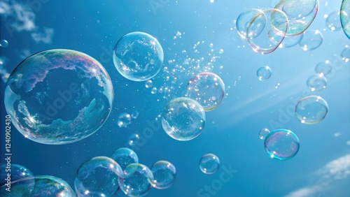 Wallpaper Mural Swirling watercolor bubbles on a blue background, blended edges, watercolor brushstroke Torontodigital.ca