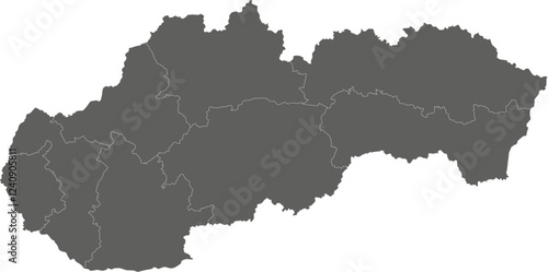 Vector blank map of Slovakia or Slovak Republic with regions or territories and administrative divisions. Editable and clearly labeled layers.