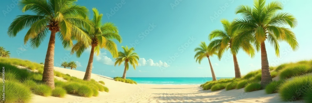 Date palm trees surrounding a spring, vibrant green against beige sand , serene, shadow, travel Date palm trees surrounding a spring, vibrant green against beige sand , serene, shadow, travel