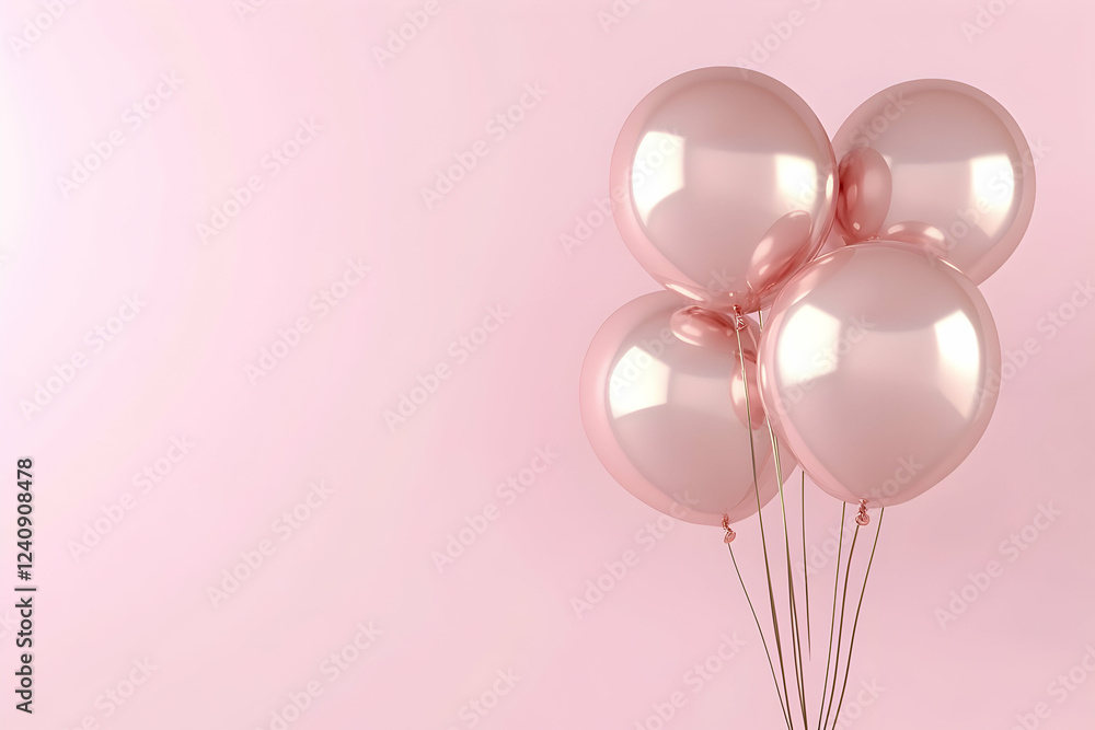 Pink balloons floating against a pink background. Abstract, minimalist concept. A banner with copy space, soft lighting, and ultra-realistic photography. High resolution. Pink balloons floating against a pink background. Abstract, minimalist concept. A banner with copy space, soft lighting, and ultra-realistic photography. High resolution.