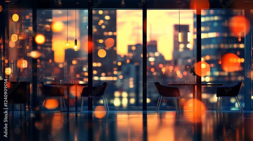 Cityscape sunset view from restaurant Cityscape sunset view from restaurant
