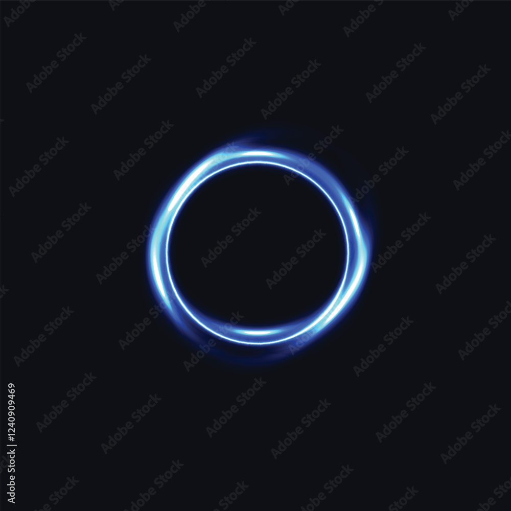 Obraz premium Neon circle frame. Illuminate frame design. Set of round neon border. Futuristic graphic element for social media. Neon circle frame on blue background. Glowing neon circle frame. blue red violet.