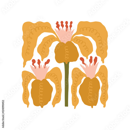 Floral abstract elements. Botanical composition. Modern trendy Matisse minimal style. Floral poster, invite. Vector arrangements for greeting card or invitation design