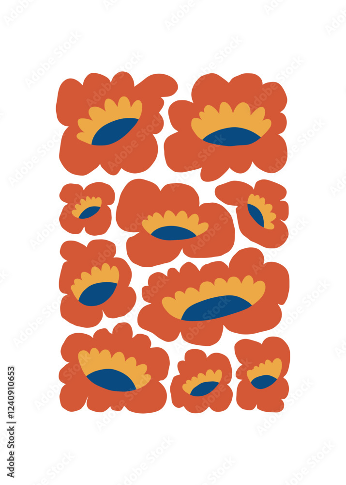 Obraz premium Floral abstract elements. Botanical composition. Modern trendy Matisse minimal style. Floral poster, invite. Vector arrangements for greeting card or invitation design