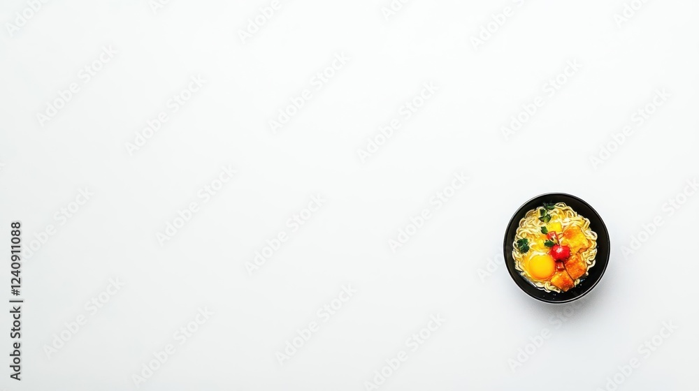 A beautifully arranged bowl of colorful sushi with fresh ingredients on a minimalist white background A beautifully arranged bowl of colorful sushi with fresh ingredients on a minimalist white background