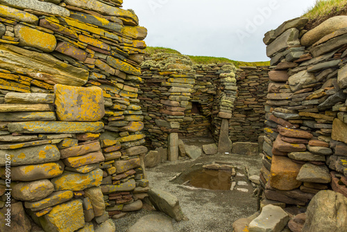 details from the old neolithic and viking ruins of Jarlshof in the south of the Shetland Islands  photo