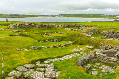 the old neolithic and viking ruins of Jarlshof in the south of the Shetland Islands  photo