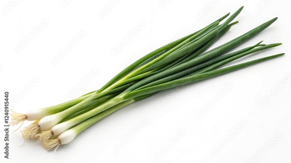Fresh Green Onions Stacked Neatly on a White Surface Ready for Culinary Use in Cooking Fresh Green Onions Stacked Neatly on a White Surface Ready for Culinary Use in Cooking
