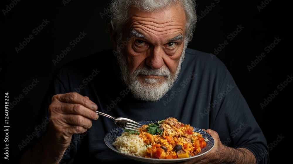 An elderly man enjoying a healthy meal as part of an ageing-friendly dietphotorealistic portrait, An elderly man enjoying a healthy meal as part of an ageing-friendly dietphotorealistic portrait,