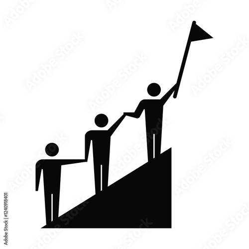 Leadership icon vector group of people and leader symbol in glyph pictogram illustration