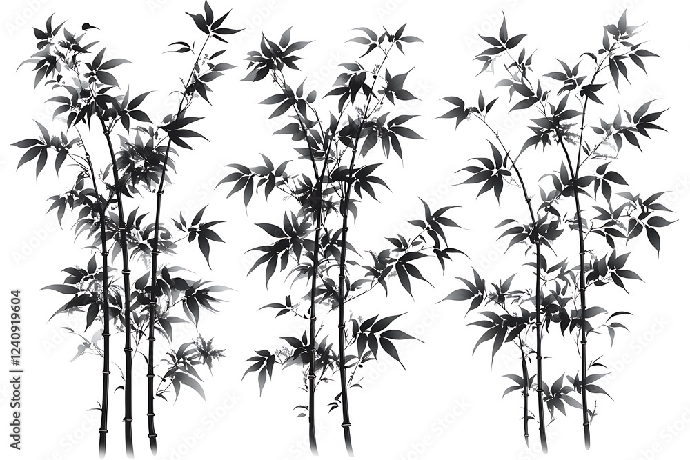 Fototapeta premium Elegant Black and White Bamboo Illustration for Design Inspiration