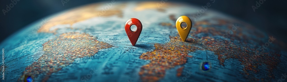 Explore the World A 3D Globe Visualization Featuring Map Markers Pinpointing Famous Cities for Global Navigation, Location Tracking, City Exploration, and World Travel Planning This high-resolution Explore the World A 3D Globe Visualization Featuring Map Markers Pinpointing Famous Cities for Global Navigation, Location Tracking, City Exploration, and World Travel Planning This high-resolution