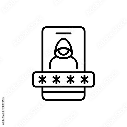 Mobile hacking outline icons, minimalist vector illustration ,simple transparent graphic element .Isolated on white background