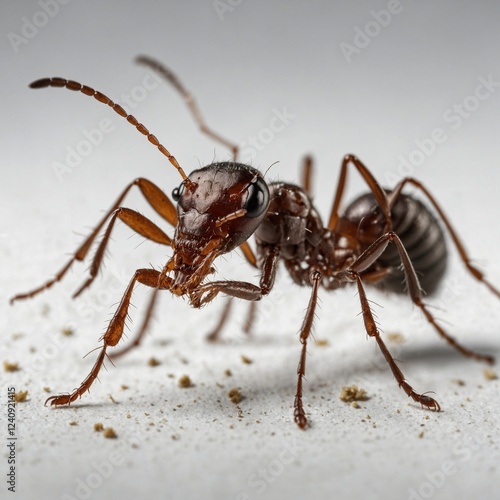 Wallpaper Mural An ant carrying a tiny crumb, its exoskeleton detailed against a white background. Torontodigital.ca