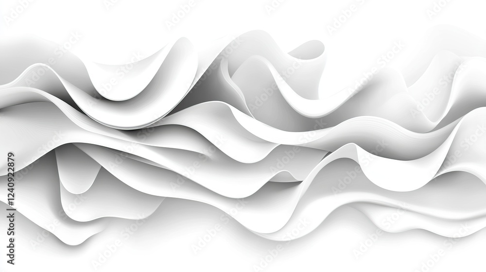Fototapeta premium White abstract waves flowing, seamless pattern, background, design element
