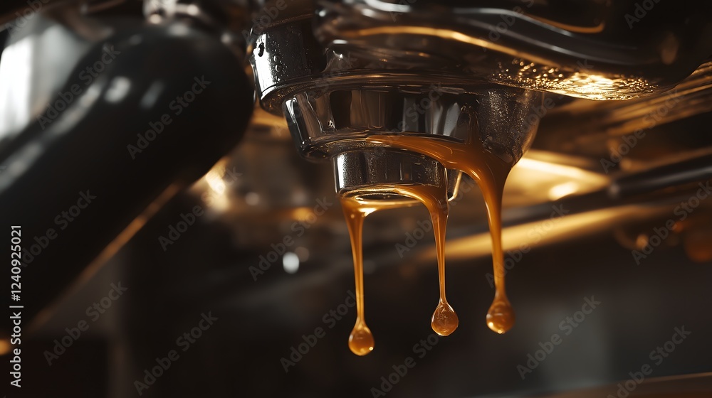 Espresso Machine Pouring Rich Coffee Streams for Cafe or Restaurant Espresso Machine Pouring Rich Coffee Streams for Cafe or Restaurant