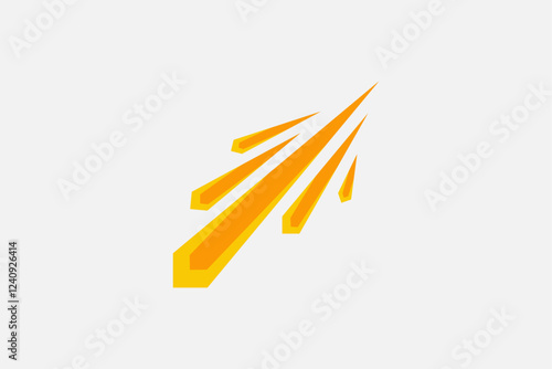 Orange and yellow colors meteor or komet fast move down logo