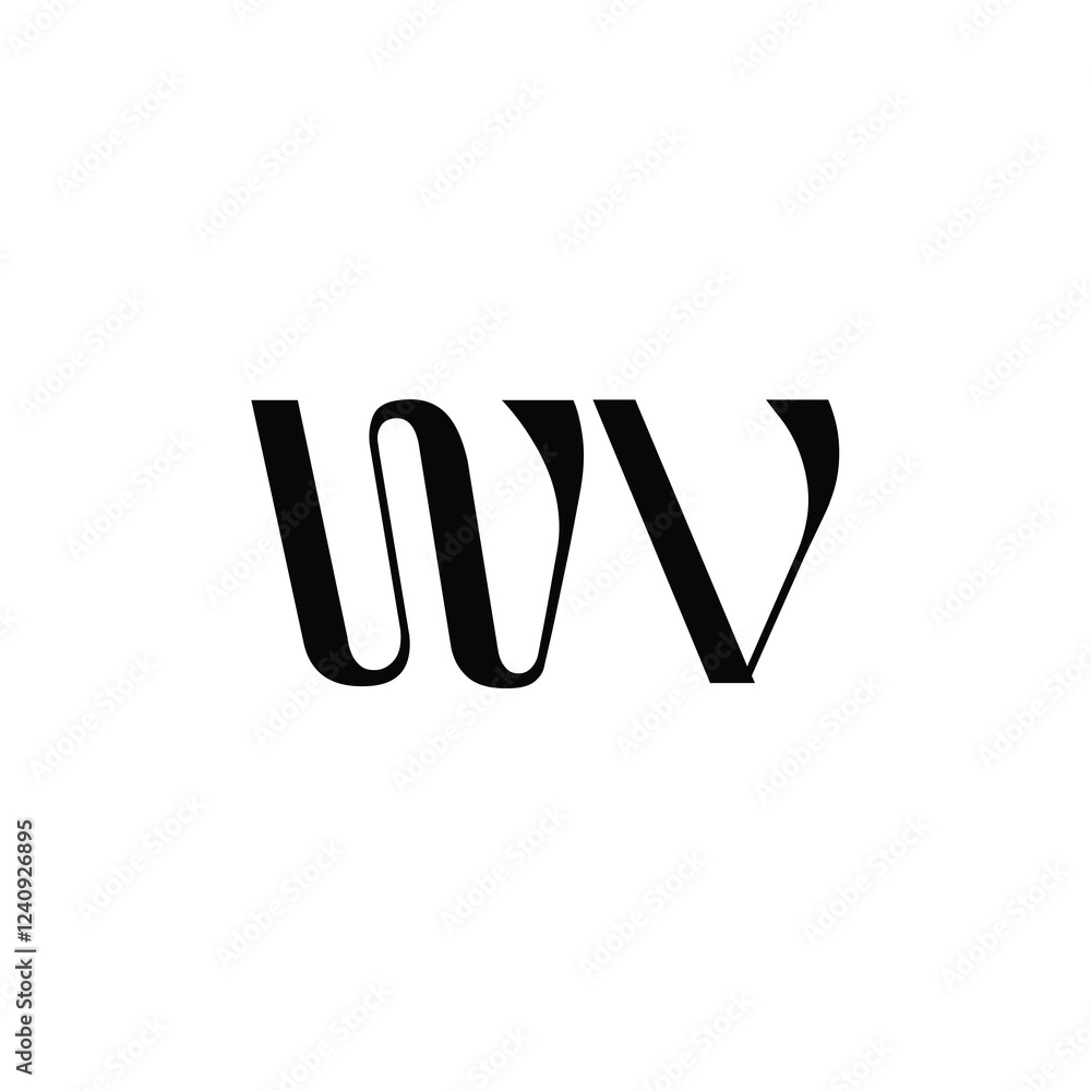 Fototapeta premium WV monogram logo design letter text name symbol monochrome logotype alphabet character simple logo