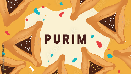 Purim Festival Colorful Celebration Banner