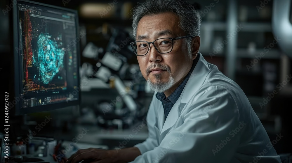 A researcher in a white lab coat working on a futuristic technology projectphotorealistic portrait, A researcher in a white lab coat working on a futuristic technology projectphotorealistic portrait,