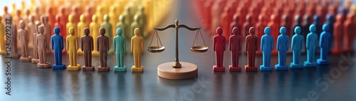 Striving for Equity Criminal Justice Reform Illustrated Through Diverse Figures Holding Scales of Fairness, Representing the Pursuit of Impartial Justice and Equal Treatment Under the Law for All