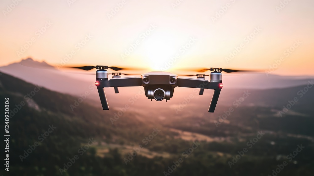 AI-driven drone capturing high-resolution aerial photography of a mountain landscape. AI-driven drone capturing high-resolution aerial photography of a mountain landscape.