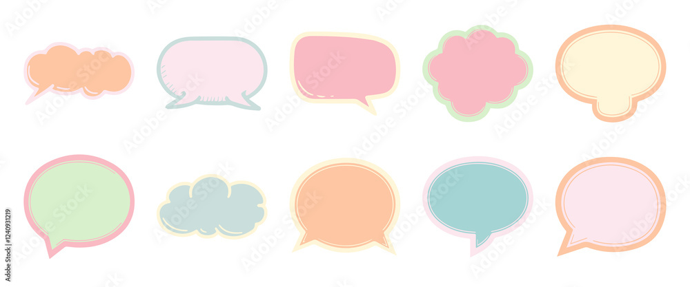 Colorful speech bubble png doodle set, transparent background Colorful speech bubble png doodle set, transparent background