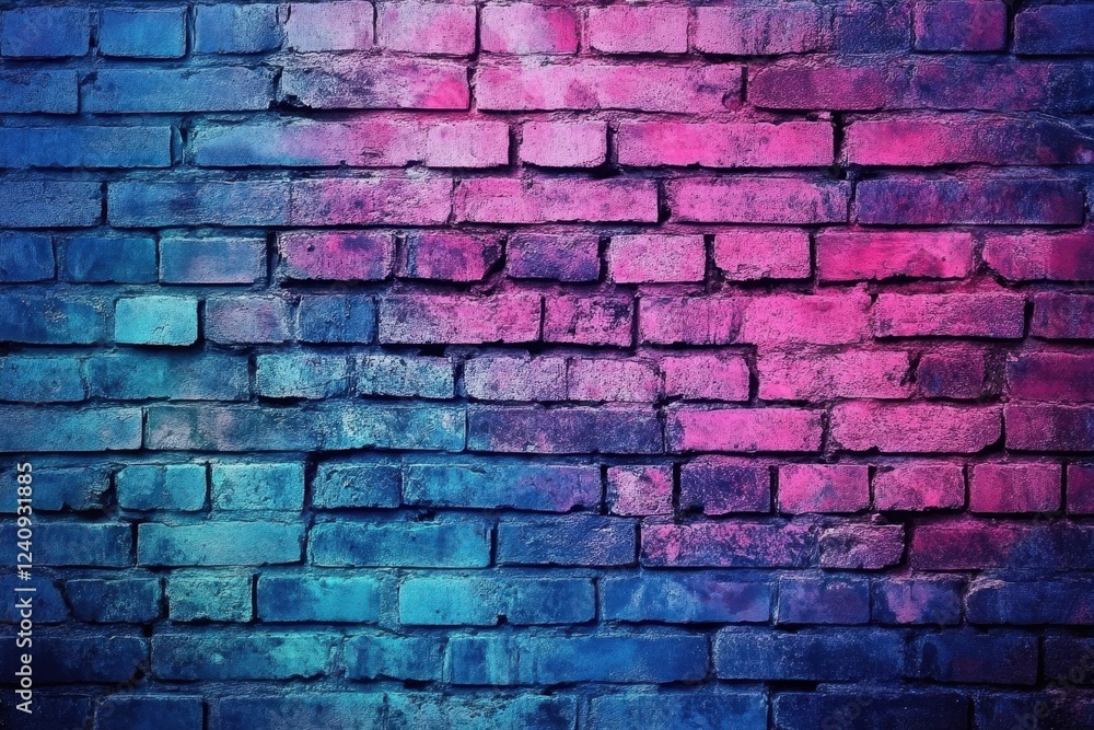 Fototapeta premium Vibrant Pink and Blue Brick Wall Texture