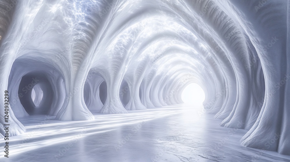 Glowing Ice Cave Tunnel, Fantasy, Otherworldly Background, Sci-Fi Glowing Ice Cave Tunnel, Fantasy, Otherworldly Background, Sci-Fi