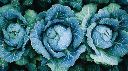 Freshly grown cabbage in a lush garden surrounded by green leaves under bright daylight showcases healthy produce