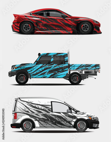 Car wrap decal design concept for wrap vehicles