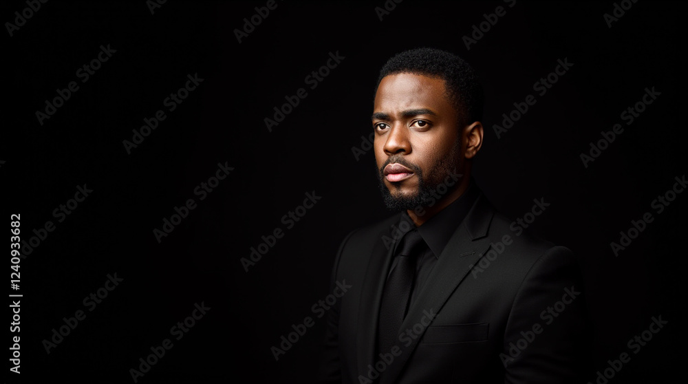 Elegant man in formal attire poses confidently against a dark background during a studio portrait session, showcasing timeless style and sophistication Elegant man in formal attire poses confidently against a dark background during a studio portrait session, showcasing timeless style and sophistication