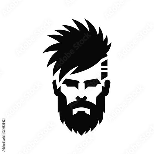 Punk Hairstyle Beard Man Vector