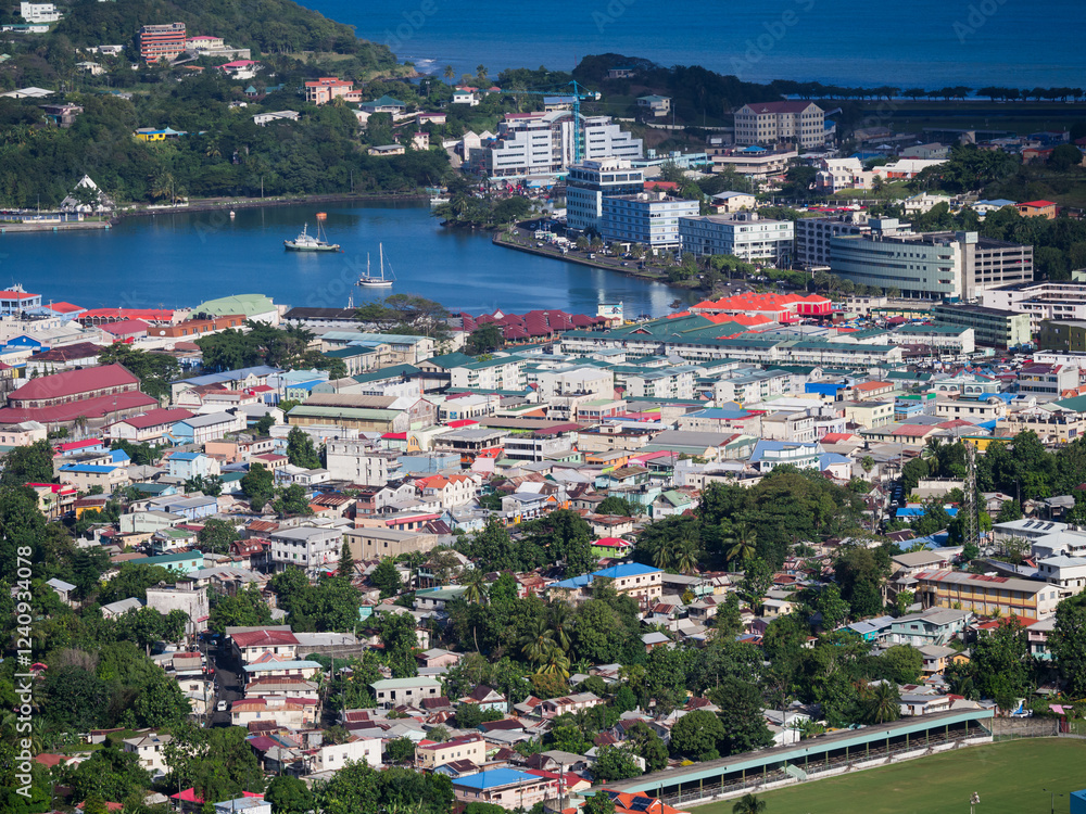 Φωτογραφία View of the port of Saint Luca in Castries with cruise ships, Saint Lucia, St
