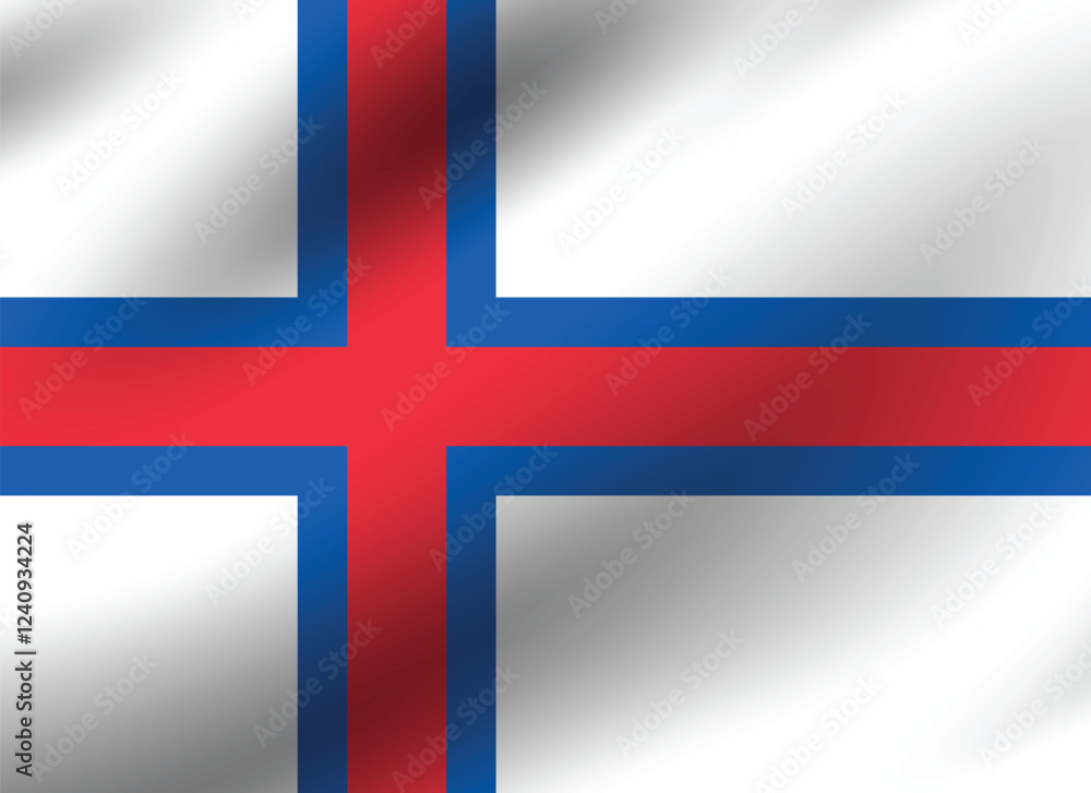 Obraz premium Faroe Islands flag official colors and proportion digital vector illustration. Pleated flag.