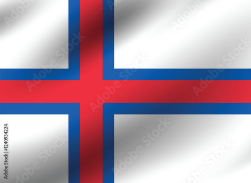 Faroe Islands flag official colors and proportion digital vector illustration. Pleated flag.