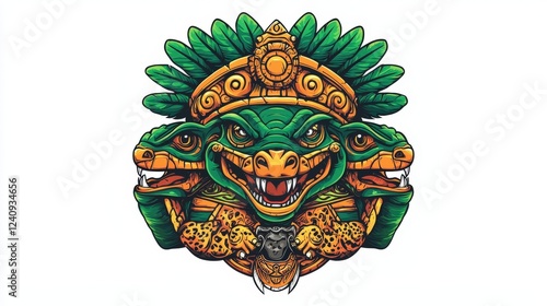 Wallpaper Mural Intricate Multi-Headed Creature Graphic Design on White Background for Creative Merchandise and Apparel Torontodigital.ca