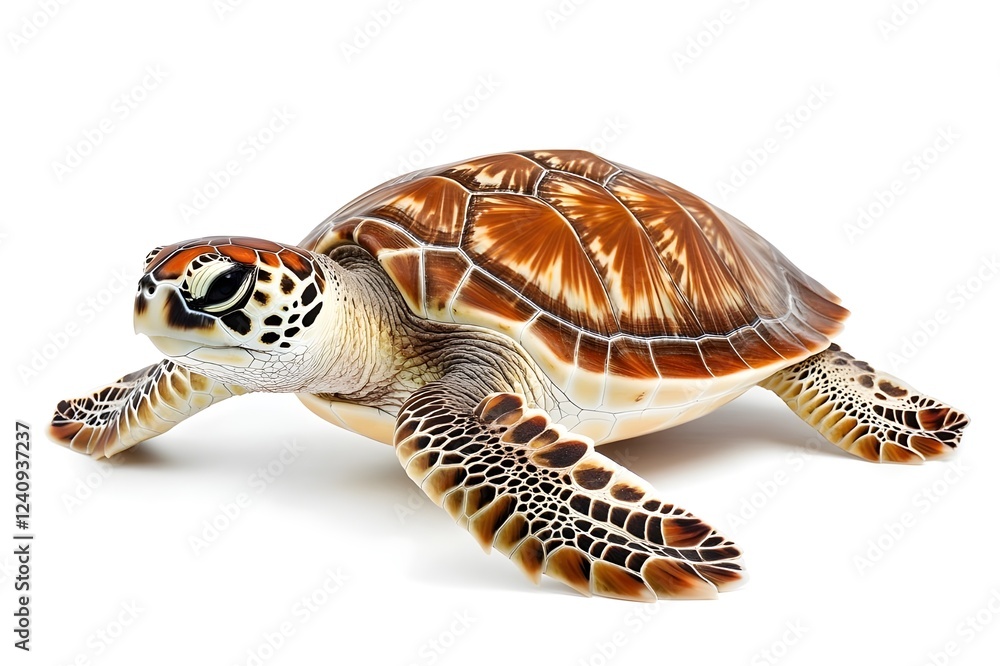 Fototapeta premium Sea Turtle Isolated on White Background.