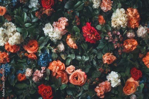 Wallpaper Mural Vibrant floral wall, rich colors. Torontodigital.ca