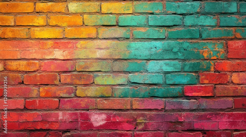 Fototapeta premium Colorful Brick Wall Gradient Painted Texture