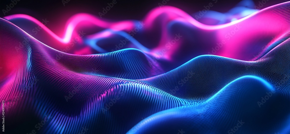 Obraz premium Abstract glowing pink blue waves.